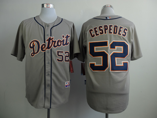 Men Detroit Tigers #52 Cespedes Grey MLB Jerseys